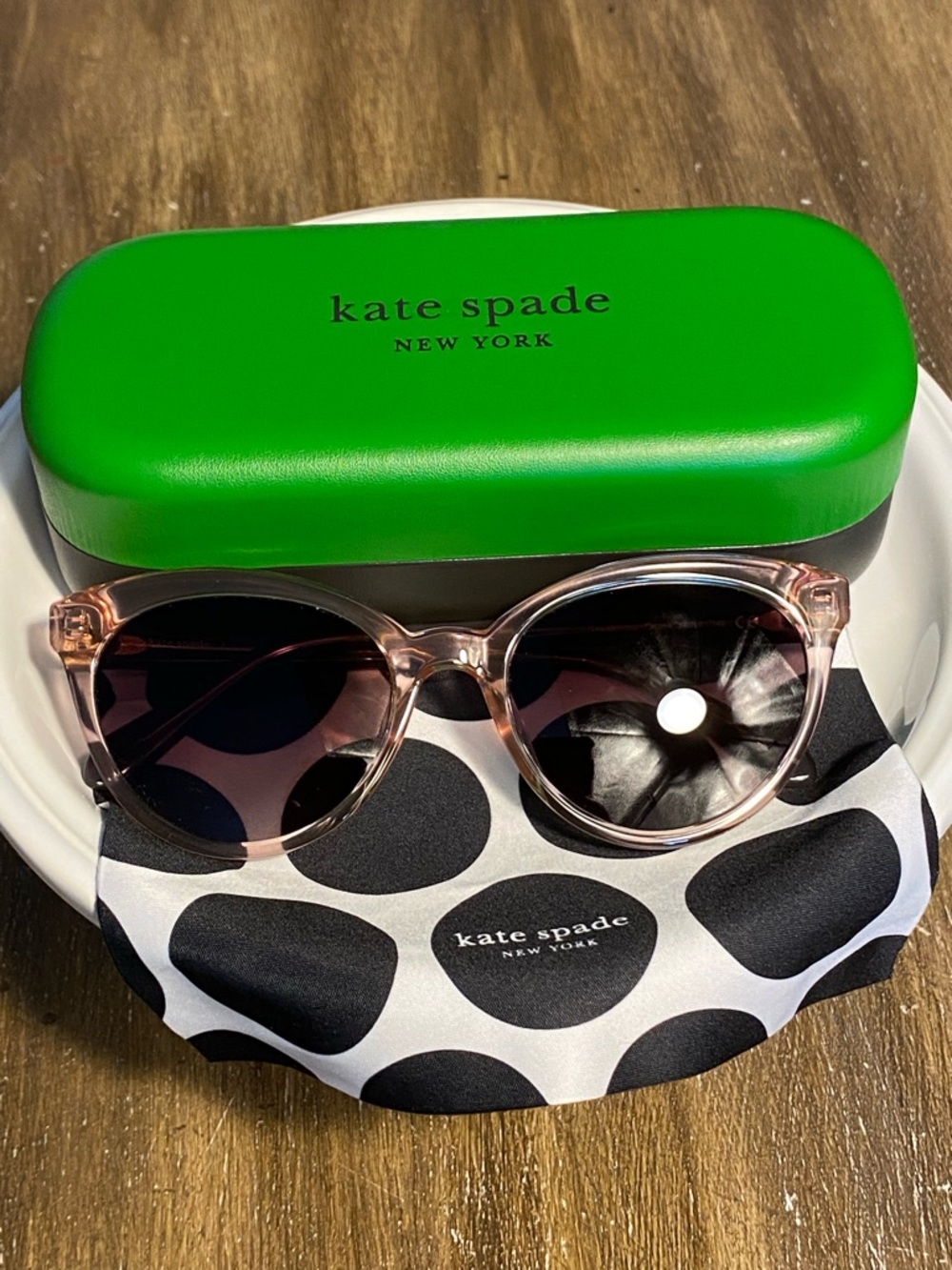 kate spade translucent pink Brown cat-eye sunglasses NWB